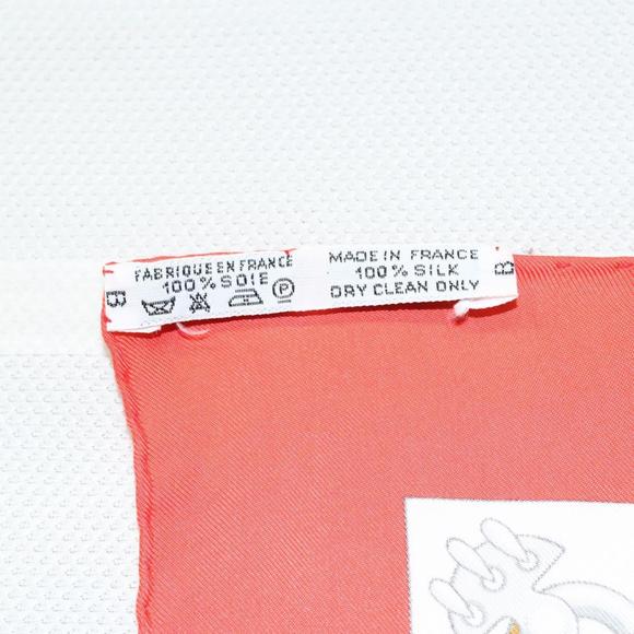 HERMES Carre 90 Scarf ""Cliquetis "" Silk Red Auth KD223 - Picture 12 of 14